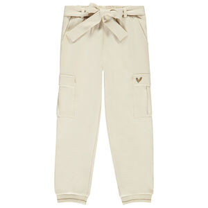Pantalon de jogging uni avec ceinture à nouer pour fille  