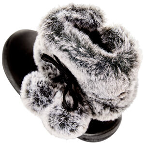 Bottines noires avec col effet fausse fourrure pour bébé fille  