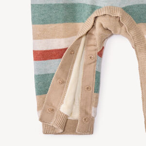 Combinaison tricot rayée bébé garçon broderie lion 