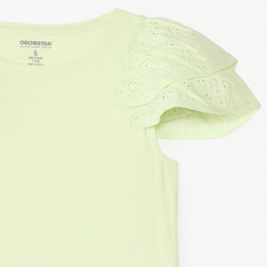 T-shirt manches courtes en broderie anglaise fille 