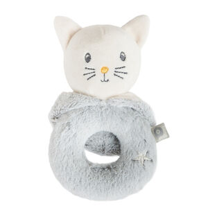 Hochet en sherpa tête de chat - Gris 