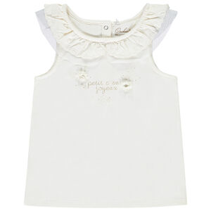 Débardeur uni avec col à broderie anglaise pour bébé fille 