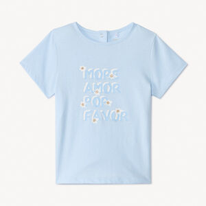 T-shirt manches courtes uni avec print pour bébé fille 