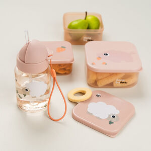 Gourde à paille 280ml Tiny Farm rose 