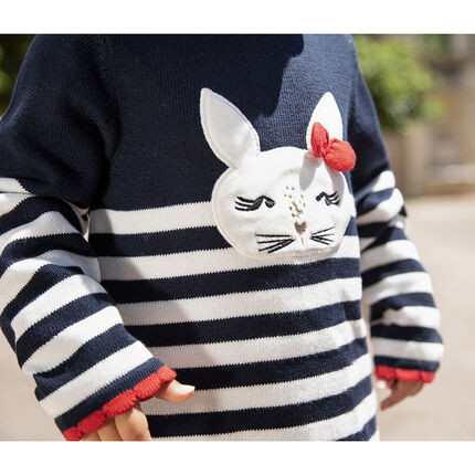 Pull En Tricot A Rayures Et Lapin Brode Pour Bebe Fille Orchestra Fr