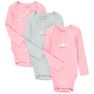 Lot de 3 bodies manches longues en coton imprimé pour bébé fille 
