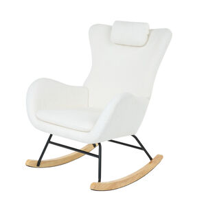 Fauteuil Rocking Chair en bouclette blanche 
