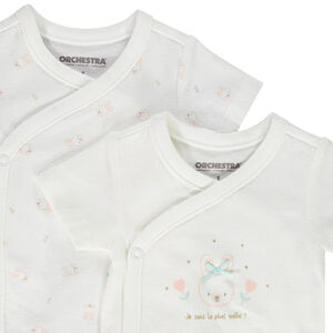 Lot de 2 bodies manches courtes motifs lapins pour bébé fille 