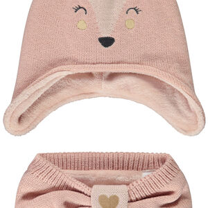 Ensemble en tricot bonnet + snood pour bébé fille 