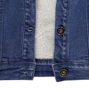 Veste en denim avec col en sherpa et broderies fleurs pour fille 