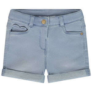 Short effet jean à poche cœur pour bébé fille 