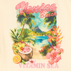 T-shirt épaules dénudées print Venice Beach fille 