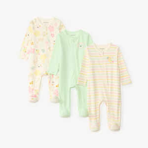 Lot de 3 dors-bien manches longues zippés devant motifs fantaisie pour bébé fille 
