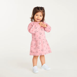 Robe sweat manches longues bébé fille imprimé cœur 