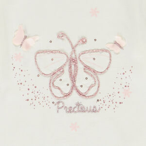 T-shirt manches longues avec papillon en cording pour fille  