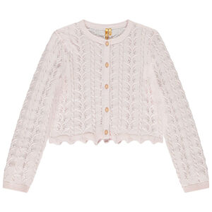 Gilet manches longues en tricot fantaisie uni pour fille 