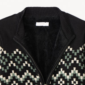 Gilet tricot doublé à motifs jacquard esprit Aztèque pour garçon  