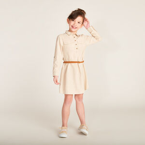 Robe style chemise à manches longues + ceinture pour fille 