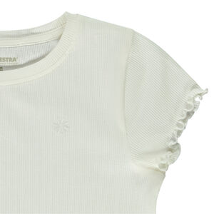 T-shirt manches courtes uni effet côtelé pour fille 