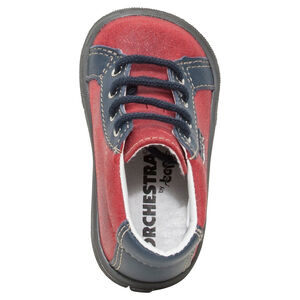 Bottillons en cuir à lacets avec chat printé 