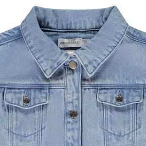 Veste en jean sans manches à col chemise pour fille  