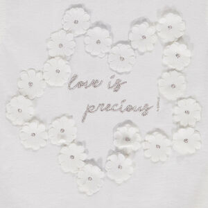 T-shirt manches courtes en tulle et fleurs 3D pour fille 