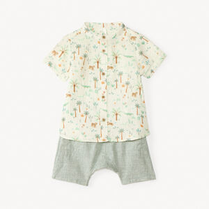 Ensemble court 2 pièces chemise et bermuda imprimé tropical pour bébé garçon  