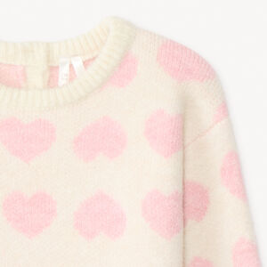 Pull à manches longues imprimé cœurs pour bébé fille  