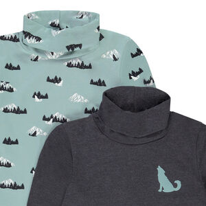 Lot de 2 sous-pulls à col roulé uni et imprimé montagne garçon 