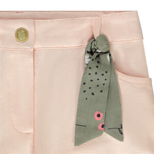 Short avec ceinture en voile de coton pour fille 