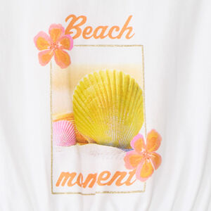 T-shirt manches courtes forme boîte court print fantaisie pour fille 