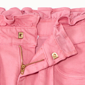 Jean paperbag uni avec ceinture à nouer pour fille 