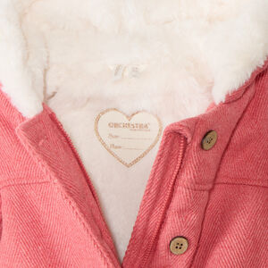 Manteau drap de laine rose à capuche pour bébé fille  