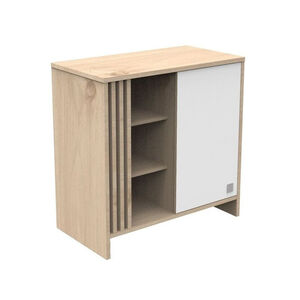 Commode avec 1 porte et 3 niches Tokyo aspect chêne suave/blanc 