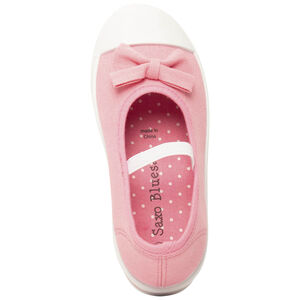 Babies roses en toile avec nœud et lanière élastiquée pour fille 