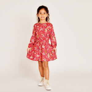 Robe manches longues imprimé fleuri pour fille 