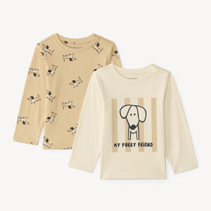 Lot de 2 t-shirts manches longues bébé garçon imprimés fantaisie 