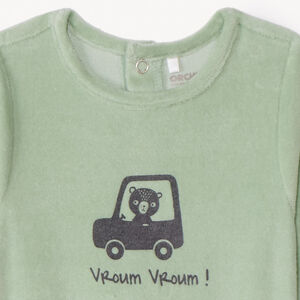 Dors-bien uni en velours printé pour bébé garçon 