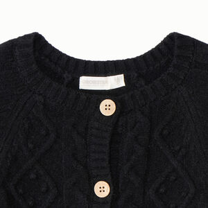 Gilet tricot uni avec torsade fantaisie pour fille 