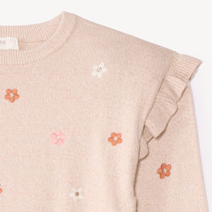 Pull fille à fleurs avec volants  
