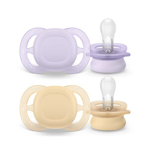Lot de 2 sucettes silicone 0-2M Ultra Start unies 