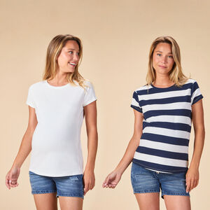 Lot de 2 t-shirts manches courtes de grossesse et d'allaitement 