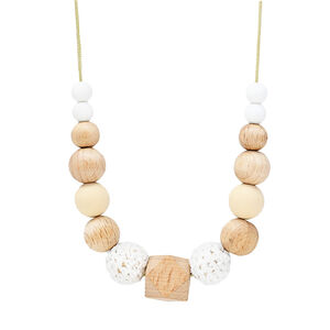 Collier d'allaitement et de portage blanc tissu et bois  