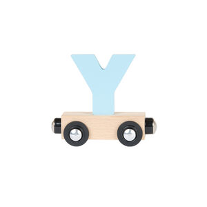 Lettre "Y" wagon en bois - bleu 