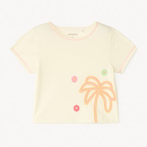 T-shirt manches courtes broderie palmier et fleurs pour fille 