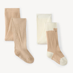 Lot 2 collants épais bébé fille avec motif ourson  