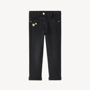 Jean slim broderies cœurs dorés pour bébé fille 