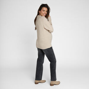 Pull manches longues uni à col montant pour femme 