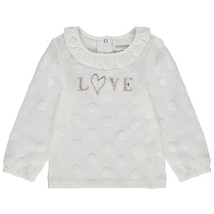 T-shirt manches longues en jersey avec pois en éponge pour bébé fille 