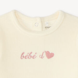 Dors-bien en velours bébé fille broderie fantaisie 